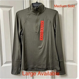 Lukka Lux Women's 1/4 Zip Long Sleeve Athletic Shirt Green Large